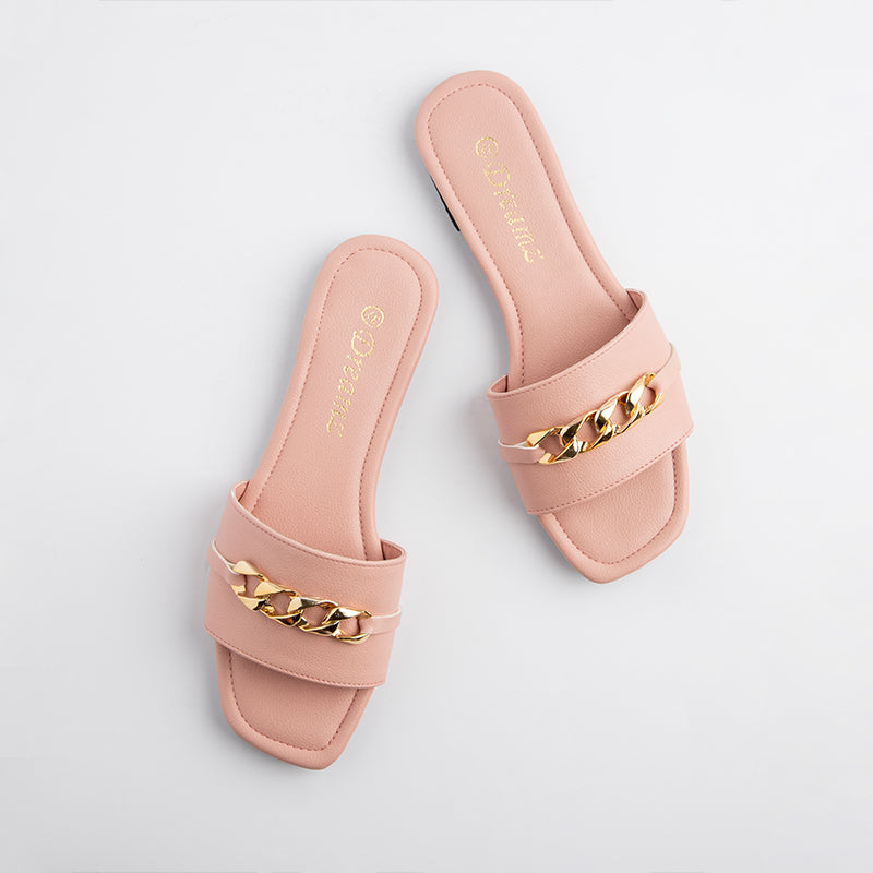 Flat Slipper With Chain - Pink