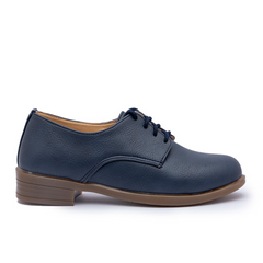 Oxford Plain Leather Women Shoes -Dark Blue