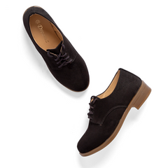 Oxford Plain Suede Women Shoes - Black