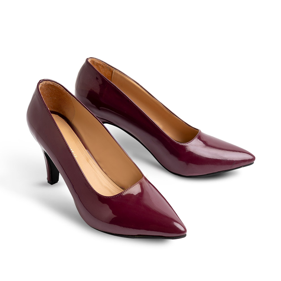 Plain Verne 6 CM Stacked Heels - Burgundy