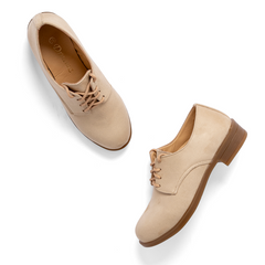 Oxford Plain Suede Women Shoes - Beige