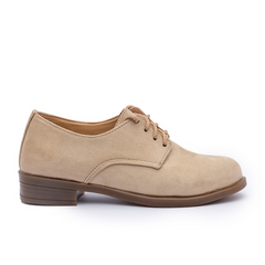 Oxford Plain Suede Women Shoes - Beige