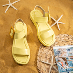 Comfy Double Strap Buckle Sandals - Yellow