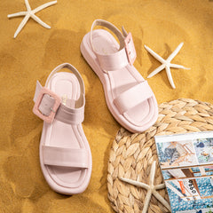 Comfy Double Strap Buckle Sandals - Pink