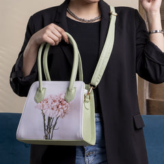 Printed Flower Handbag - GREEN