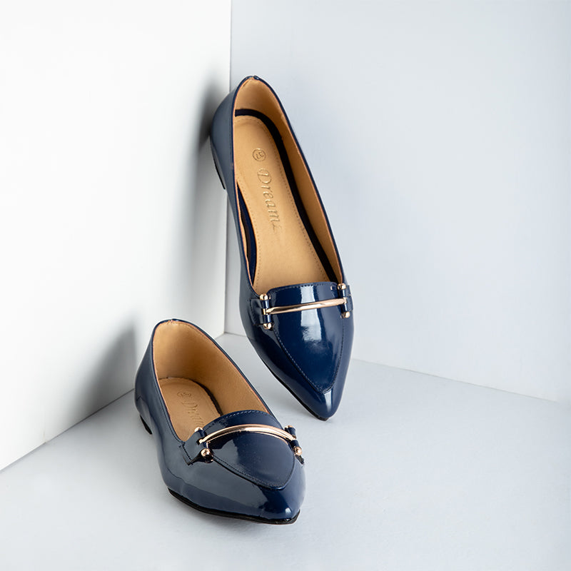 Shiny Verne Flat Shoes - Blue