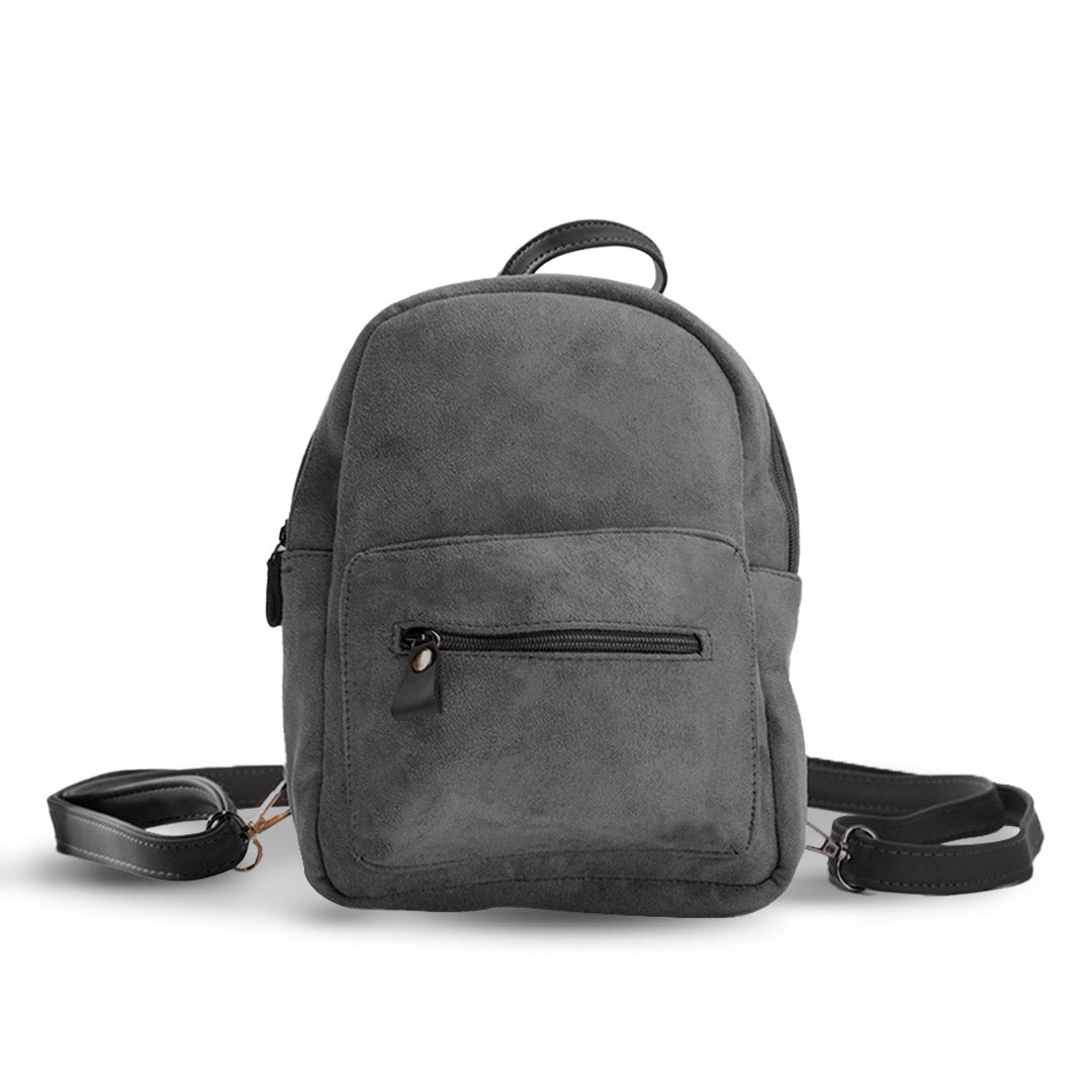 Plain Everyday Suede Backpack - Gray