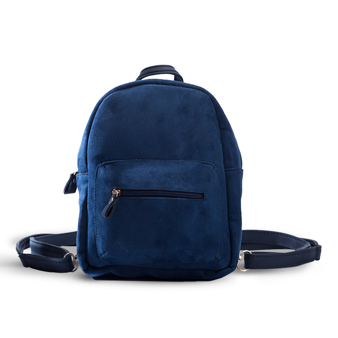 Plain Everyday Suede Backpack - Blue