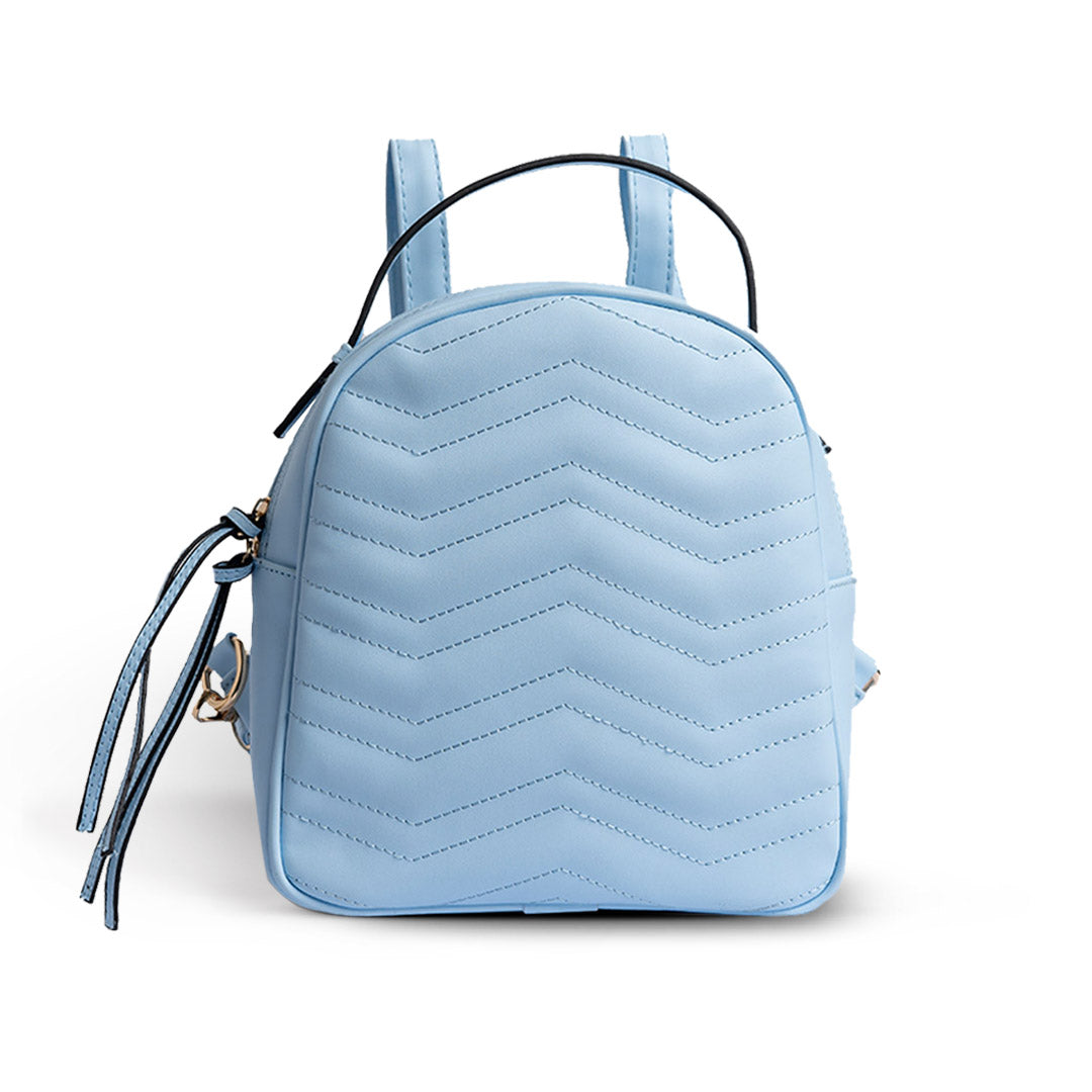 ZigZag Stitched Mini Backpack - Baby Blue