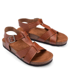 Summer Comfy Footbed Buckle Strap Croco Sandals - Havan