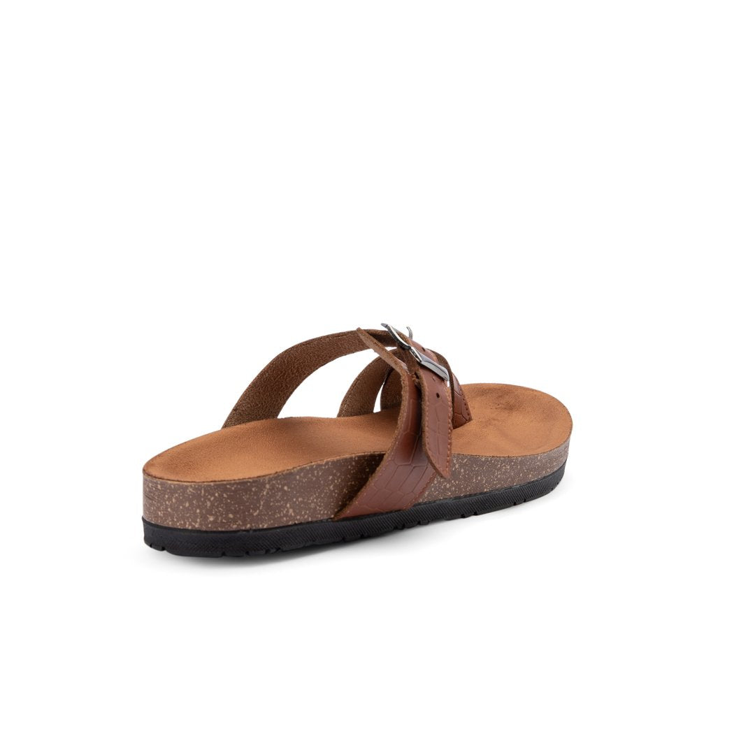 Summer Comfy Footbed Buckle Strap Leather Toe Slides - Havan